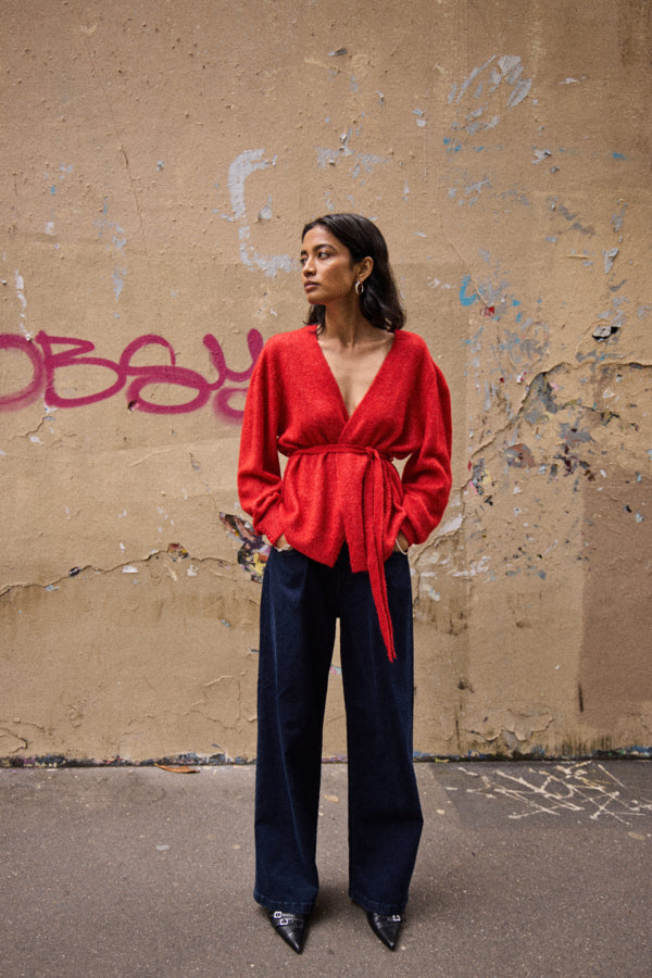 Cardigan cruzado rojo AMELIE