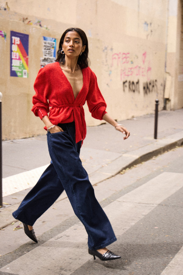 Cardigan cruzado rojo AMELIE