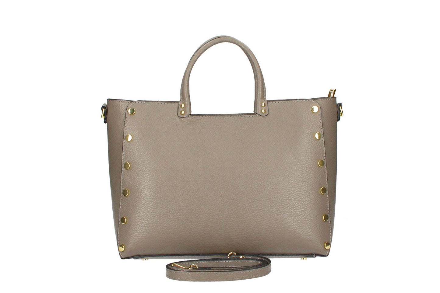 Bolso gris pardo con tachuelas