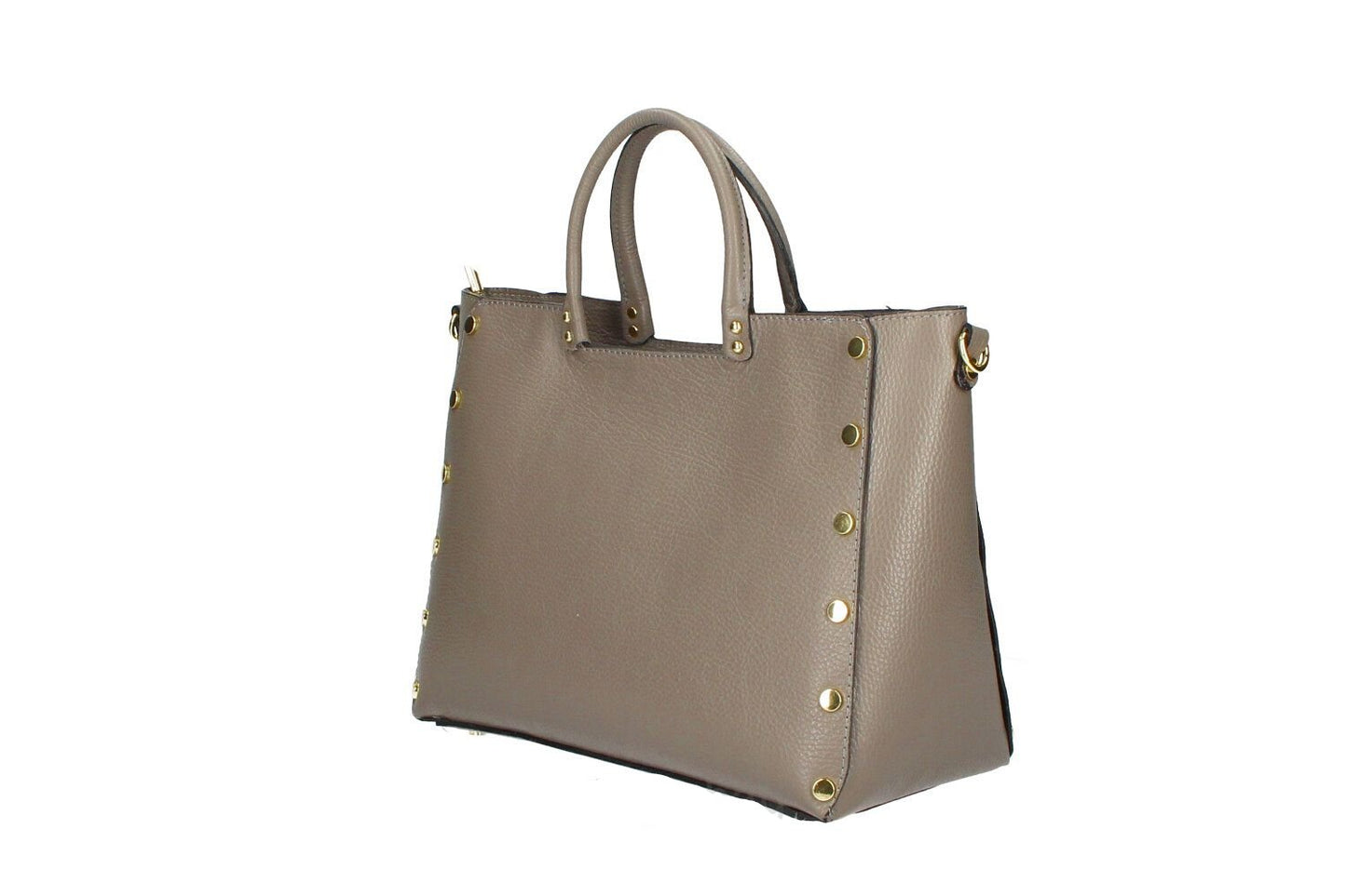 Bolso gris pardo con tachuelas