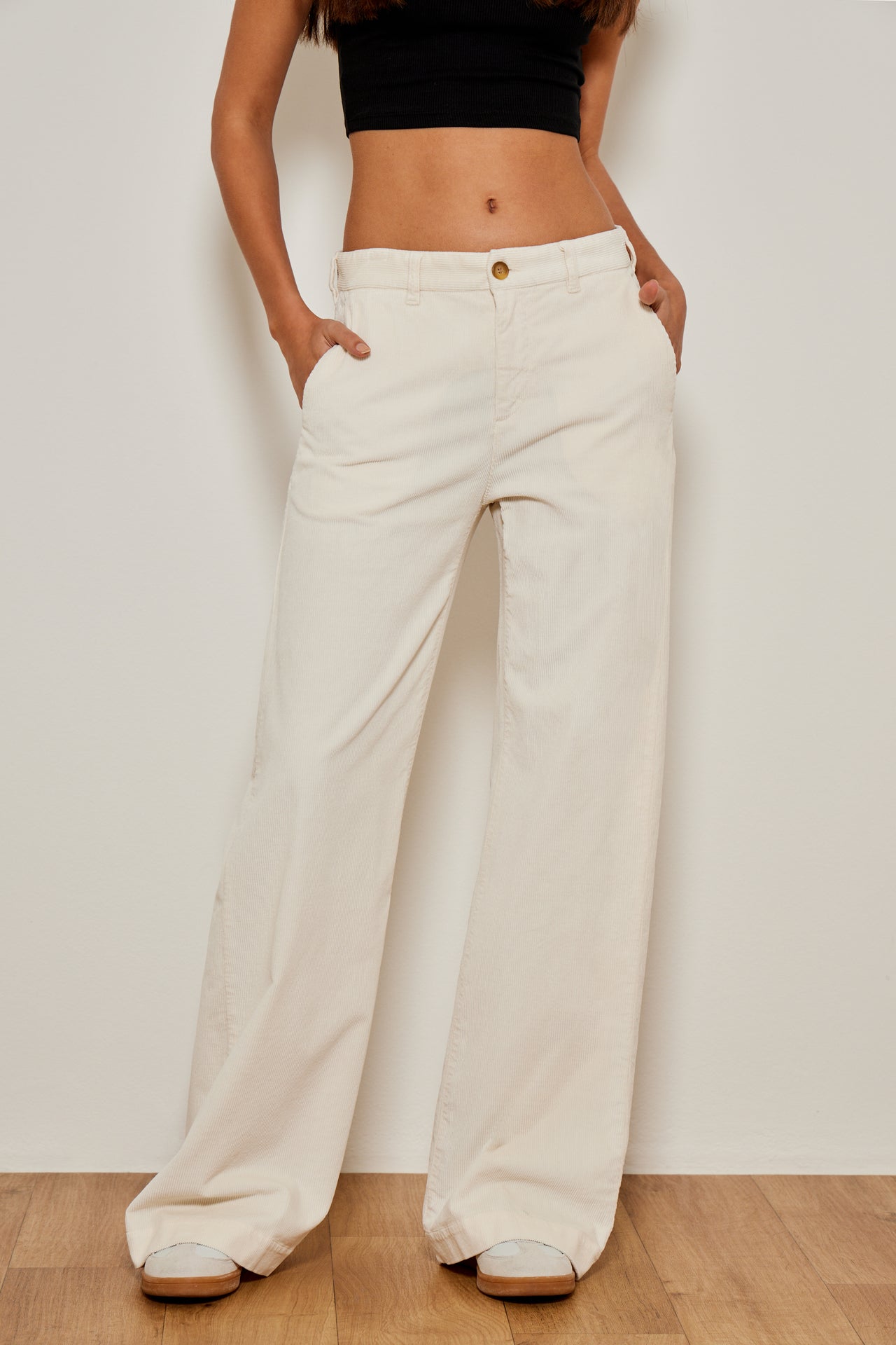 Pantalón de micropana blanco LAIA