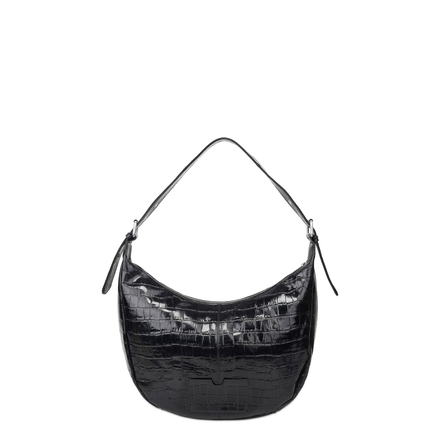 Bolso de piel media luna negro