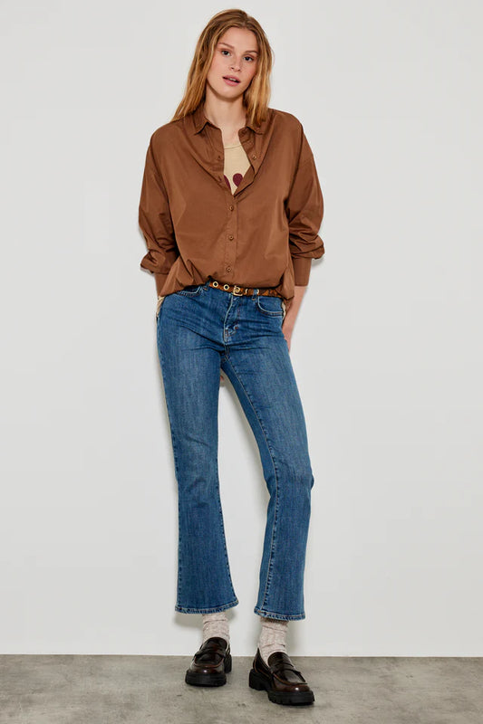 Vaqueros cropped flare azules