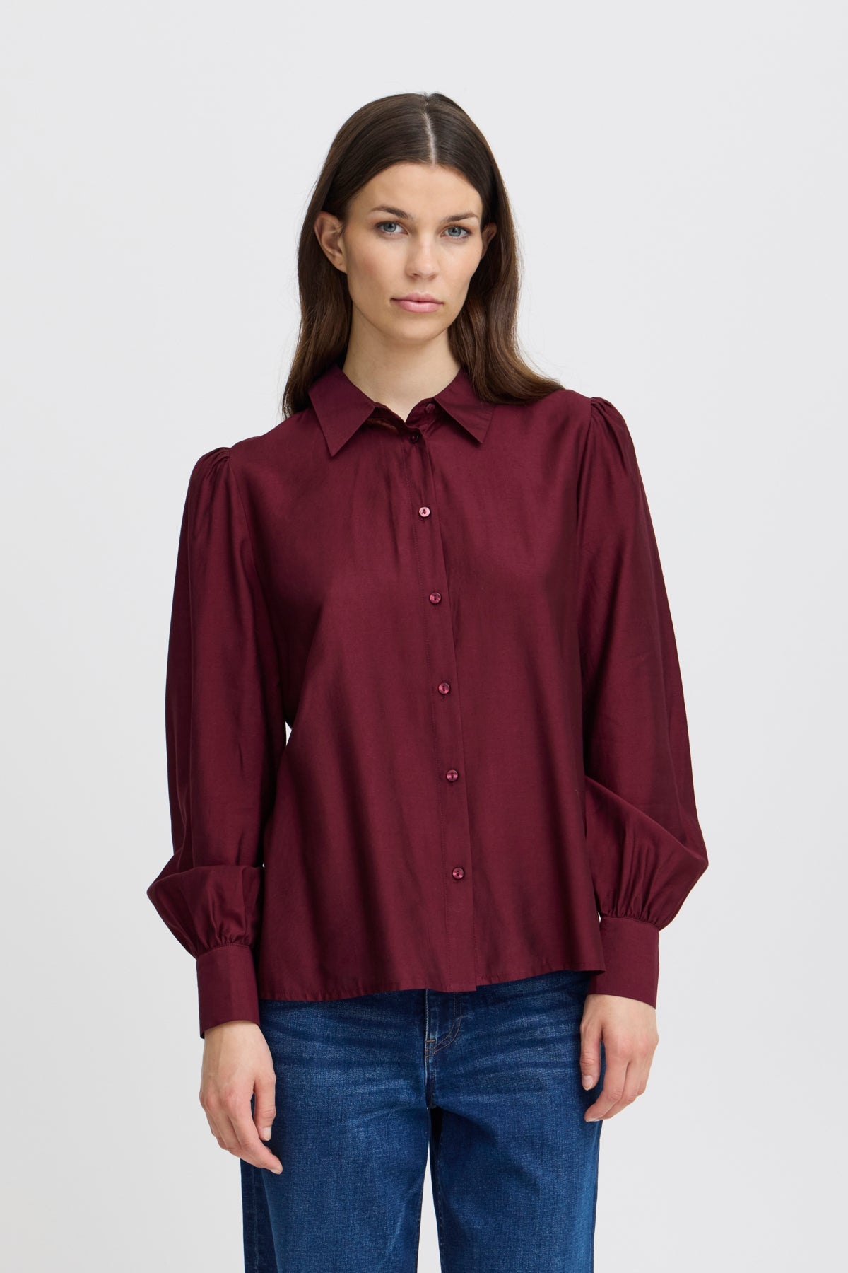 Camisa satinada granate KAREN